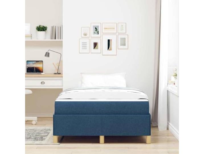 KTHLBRH Einzelbett Stoff blau 120 x 200 cm Gepolsterter Boden, Holz, modernes Design, mit Behälter