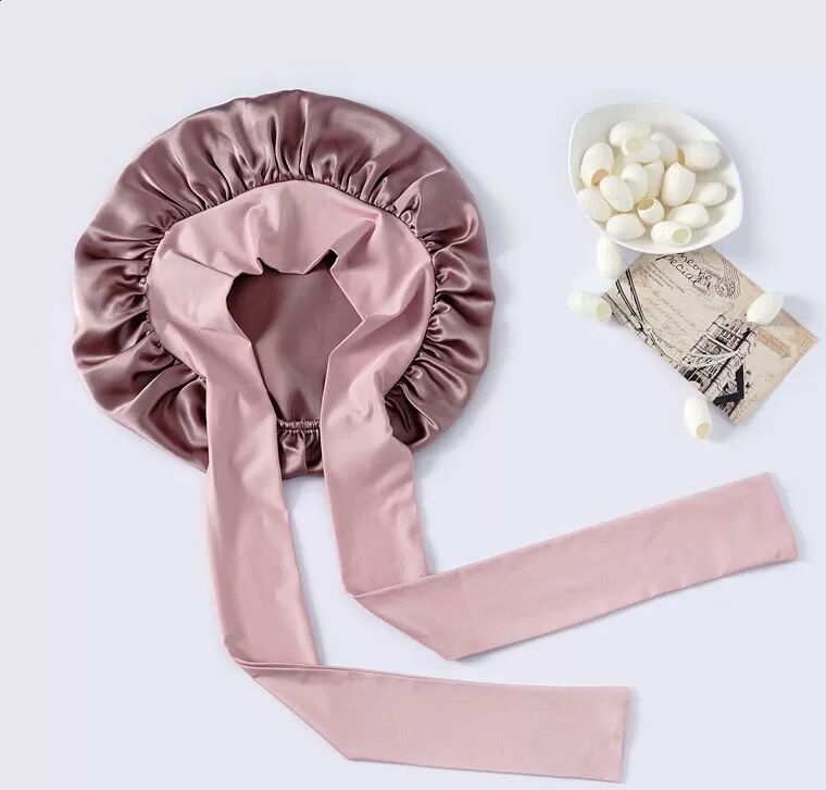 INF Bonnet de nuit en soie Rose