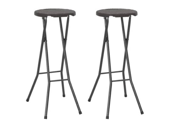 GHVBNMF Klappbare Barhocker 2er Set Rattan Optik HDPE Braun Garten Balkon Wetterfeste Bistro Hocker aus HDPE und Stahl für Garten, Terrasse und Balkon. Belastbar bis 110 kg, platzsparend klappbar.