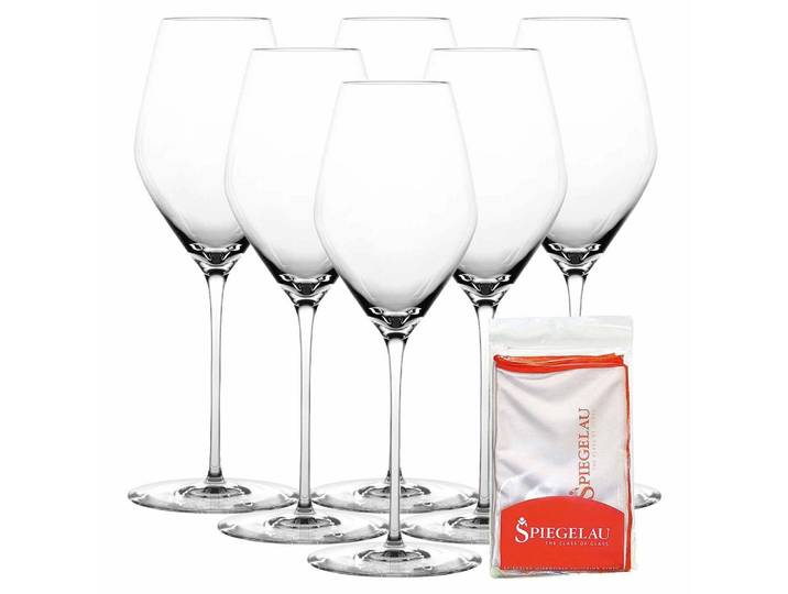 CHAMPAGNERGLÄSER + POLIERTUCH Hi-Lite transparent 347 ml 6er Set