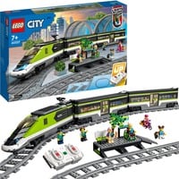 60337 City Personen-Schnellzug, Konstruktionsspielzeug Set mit ferngesteuertem Zug mit Scheinwerfern, 2 Wagen und 24 Schienen-Elementen