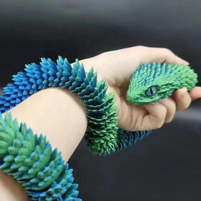 Inspire Select 3D Printed Articulated Snake Fidget Toy Movable Joint Desk Ornament & Stress Relief Gift (2025) green