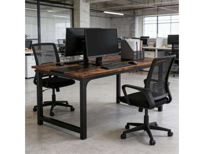Bureau d'ordinateur professionnel 160x80 cm table de travail de bureau spacieuse structure métallique robuste