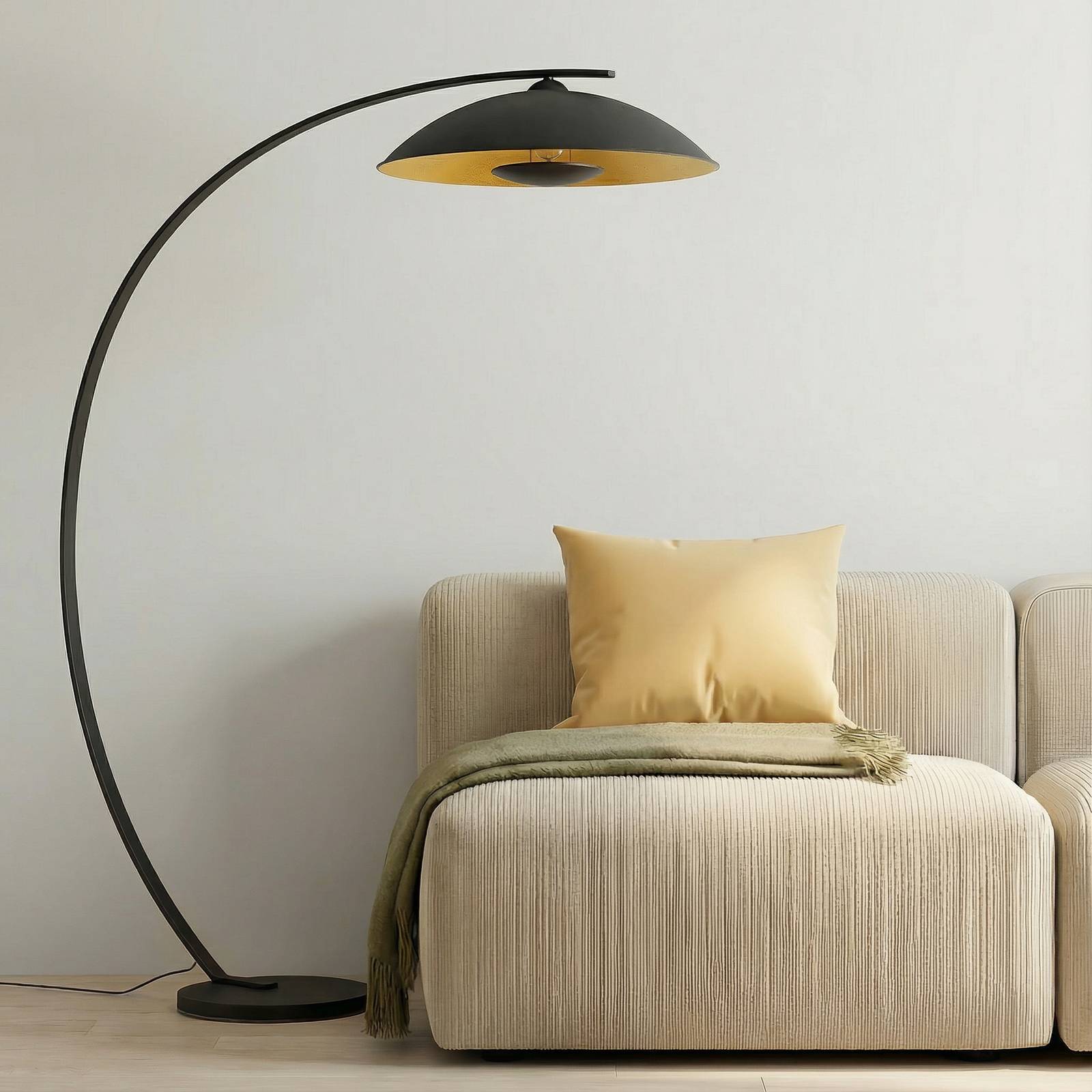 Arc Lamp Floor Emilienne Lindby, Black, Living / Dining Room, metal, Modern, Floor Lamp