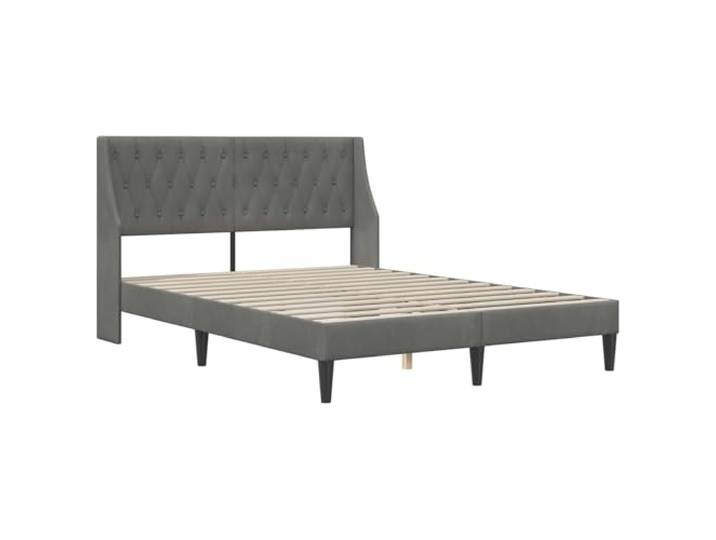 KTHLBRH Bettgestell aus Samt, Dunkelgrau, 120 x 200 cm Basis aus Sperrholz, feste Latten, gedrehte Beine, modernes Design für Zimmer