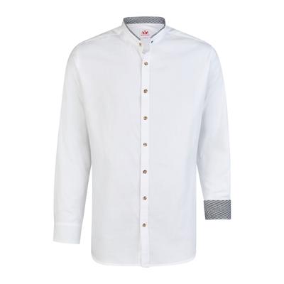 Trachtenhemd SPIETH & WENSKY "Konzell", Herren, Gr. 41/42, N-Gr, weiß (weiß, grau), Obermaterial: 100% Baumwolle CO., uni, regular fit, Hemden Trachtenhemd, mit Slim-Fit Passform