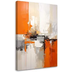 BILD auf Leinwand, Abstraktion in Orange und Beige mit städtischem Licht