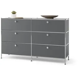 Tchibo - Kommode Metall »Cn3« mit 6 Schubladen - 152x40x73,5cm - chrom -