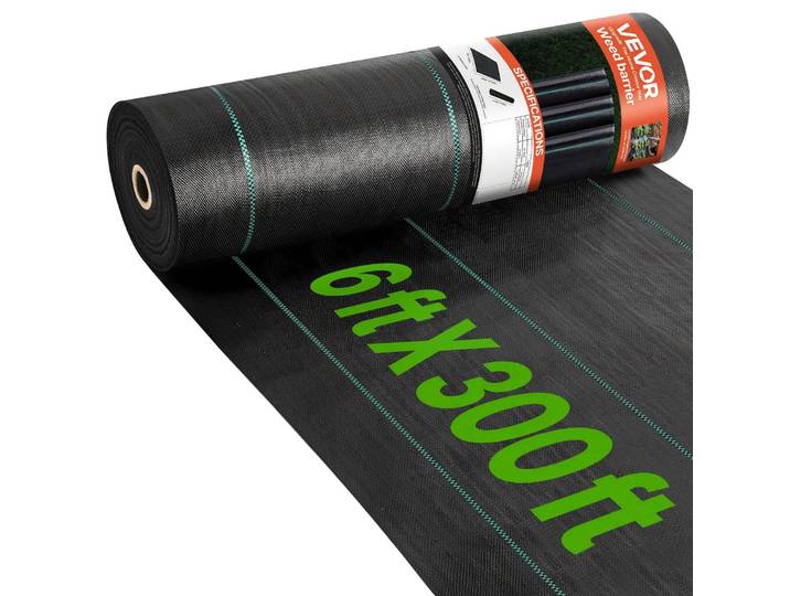 6 x 300 ft Tapis de protection contre les mauvaises herbes - Film paysager PP tissé très résistant\, 2\,4 oz/m²\, couverture de sol durable pour lutter contre les mauvaises herbes