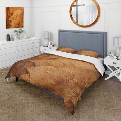 DESIGN ART "Designart ""Brown tree bark Essence 1"" Tree Bedding Cover Set - Traditional Bed Set with Shams"