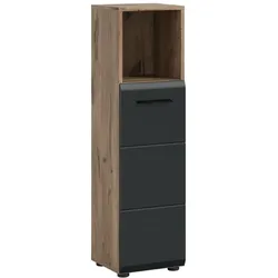 Ebuy24 Ice Badschrank 1 Tür, 1 Regal Schwarz matt, Eiche Dekor.