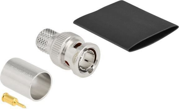 Delock BNC-connector voor RG-11 kabel, mannelijk, nikkel, 75 Ohm, inclusief krimpkous
