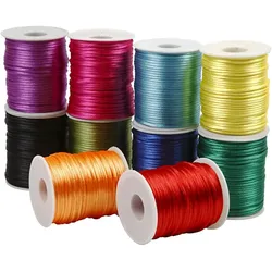 Satinband Ø 2 mm, 50 m - kräftige Farben, 10 Stk.