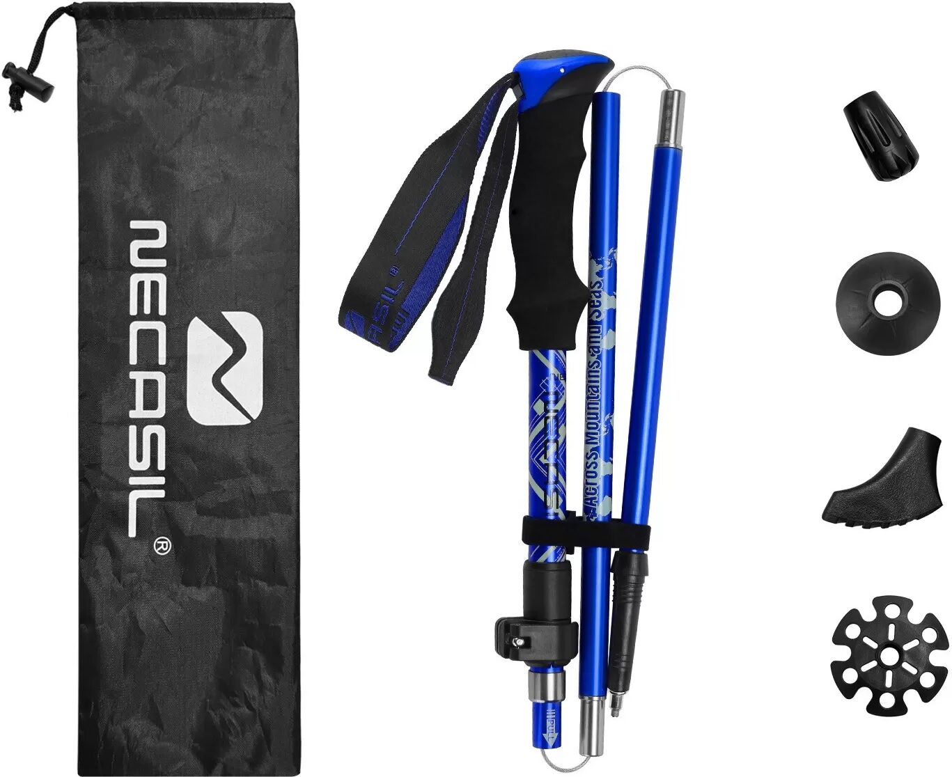 INF 5-teiliger Wanderstock aus Aluminiumlegierung – Teleskop-Trekkingstock für Outdoor-Abenteuer Blau