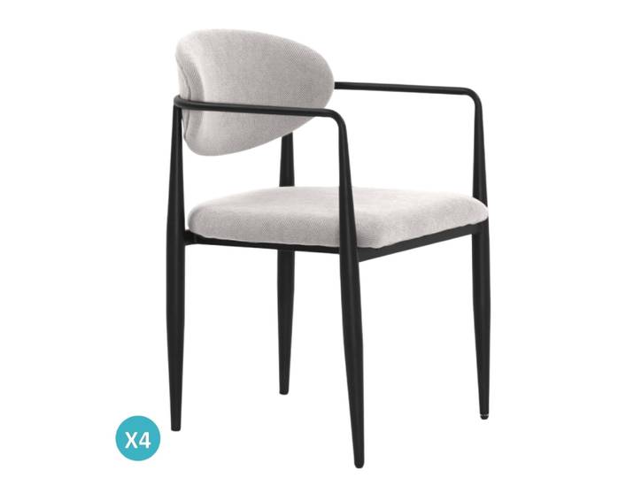 Lot de 4 fauteuils rembourrés en chenille