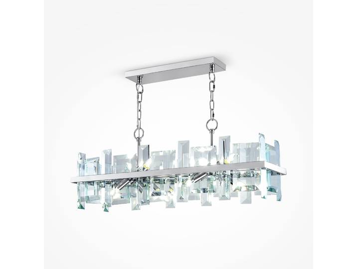 Suspension\, métal\, chrome\, cristaux\, L 85\,5 cm