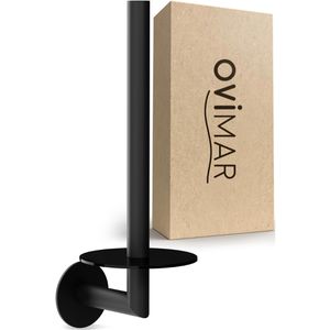 ovimar Toilettenpapier-Ersatzrollenhalter Hesselo, zum Kleben, für 2 Rollen, aus Edelstahl & Glas, schwarz