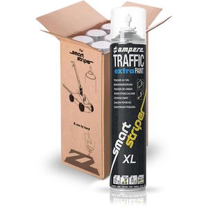 AMPERE Markierungsspray Traffic Extra Paint XL, weiß, Langzeit, 6 Dosen je 750 ml