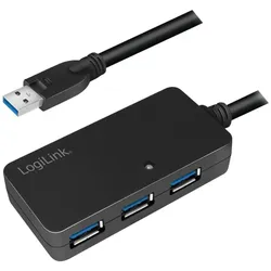 LogiLink USB A - A (USB-A, 4 Ports), Dockingstation + USB Hub, Schwarz
