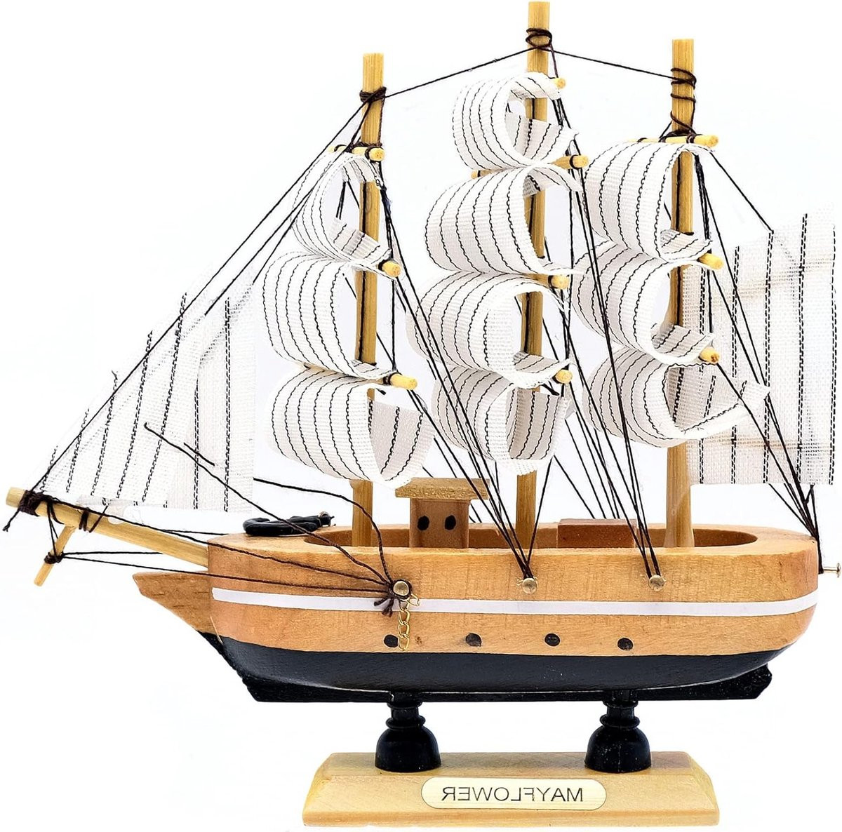 Houten Zeilboot Model van 16 cm voor Maritieme Decoratie van Kantoor en Thuis