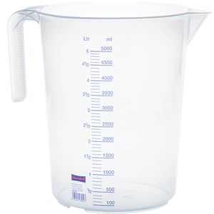 Hünersdorff Messbecher 939500, aus Kunststoff, mit ml / Liter Skala, hitzebeständig, 5 Liter