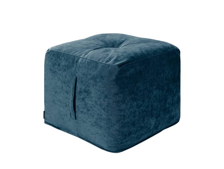 Sitzwürfel Piton Samt 47 x 42 x 47cm Blau/Marineblau