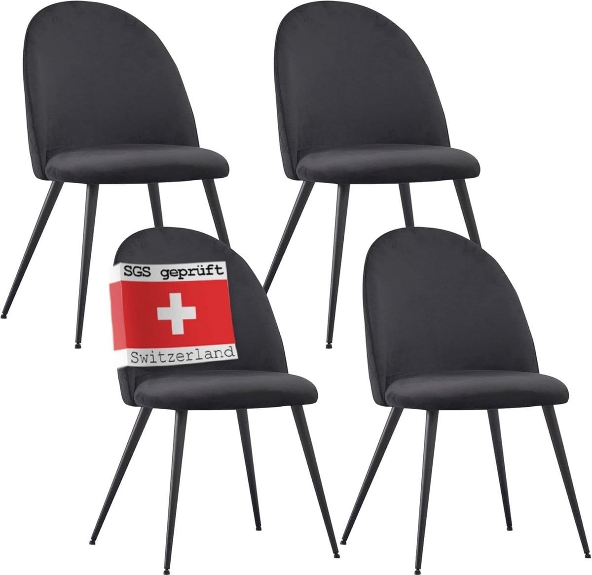 Elegante Vintage Eetkamerstoelen met Fluwelen Bekleding