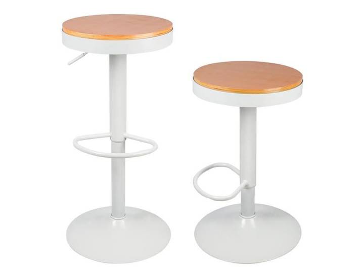 Tabouret de bar OHMG - Ensemble de deux tabourets de bar 36cm - Bois uni blanc
