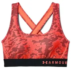 Under Armour BH Mid Crossback Print Sports Bra Rot Muster Polyester Small Damen