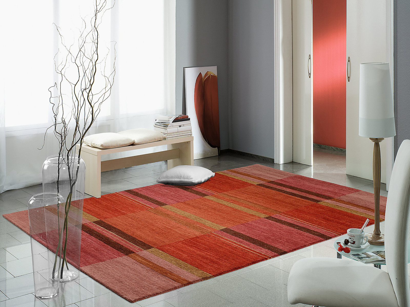 home24 Wollen vloerkleed Zenith Star rood/kastanjebruin 90 x 160 cm