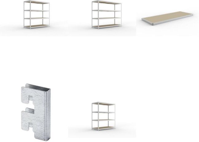 Meta Set Weitspannregal SPEED RACK2000x800x1970 mm verz.+SPEED-RACK Zusatzfachebene 2000x800 mm in verzinkt mit Spanplatte+Weitspannregal vzk 1700x800x1970 Spanp.+Weitspannregal SPEED RACK2500x800x1970 mm verz.+Zubehör Päckchen Verdübelungsset SPEED-RACK 
