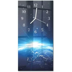 WANDUHR aus Glas 30x60 cm - Erde Weltall