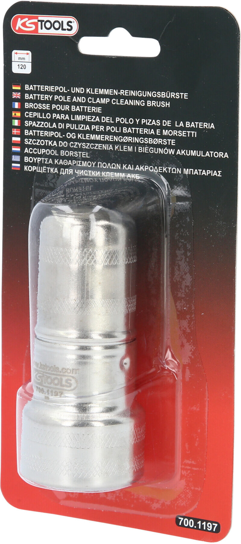 KS Tools Batteriepol- und Klemmen-Reinigungsbürste, 120mm (700.1197)
