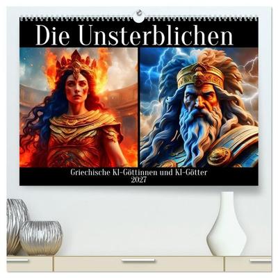 Die Unsterblichen - Griechische KI-Göttinnen und KI-Götter (hochwertiger Premium Wandkalender 2027 DIN A2 quer), Kunstdruck in Hochglanz