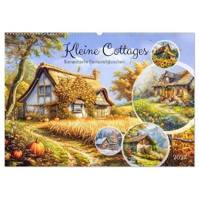 Kleine Cottages - Romantische Fantasiehäuschen (Wandkalender 2027 DIN A2 quer), CALVENDO Monatskalender