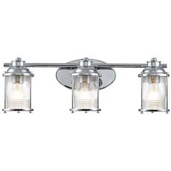 Wandleuchte Wandlampe Feuchtraumlampe Bad messing Metall 3 flammig Glas L 61 cm