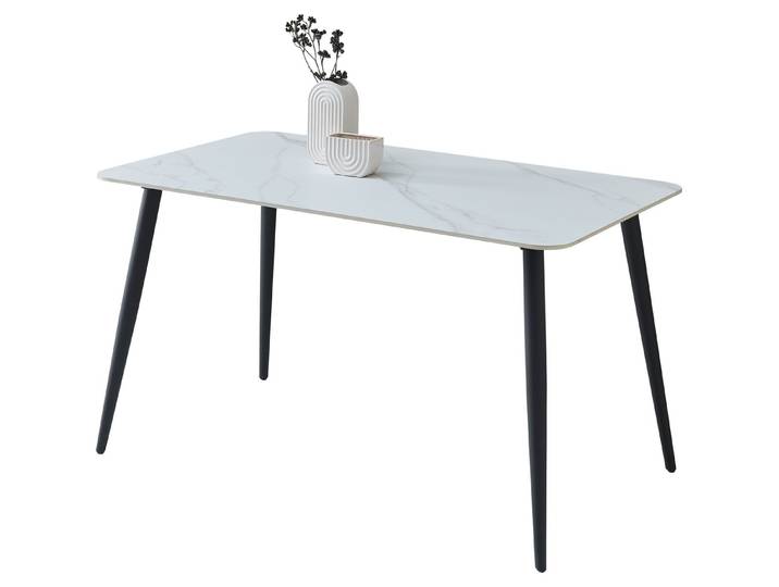 PREISBRECHER Esstisch Cody, in weiß, schwarz, Keramik, Metall - 140x76x80cm (BxHxT)