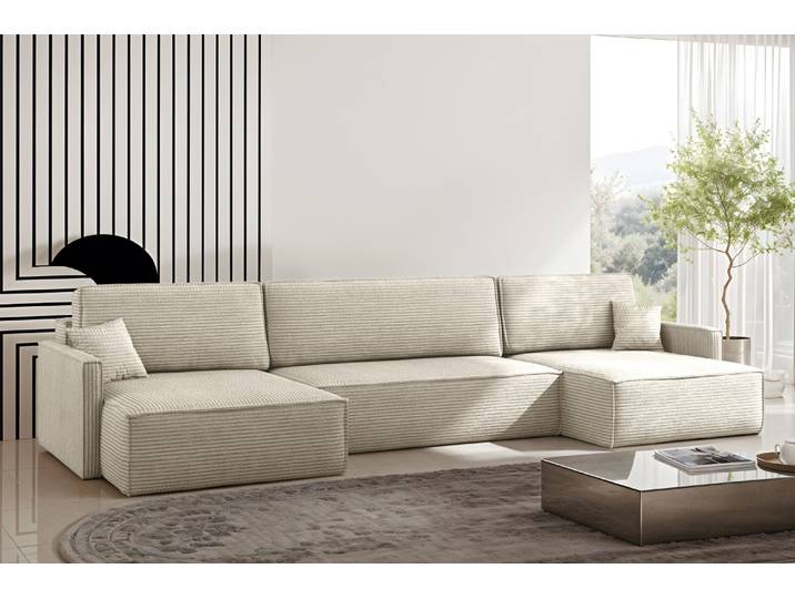 Kaiser Möbel Ecksofa Carlos Mit Schlaffunktion und Bettkasten Elegante Stoff Poso Beige