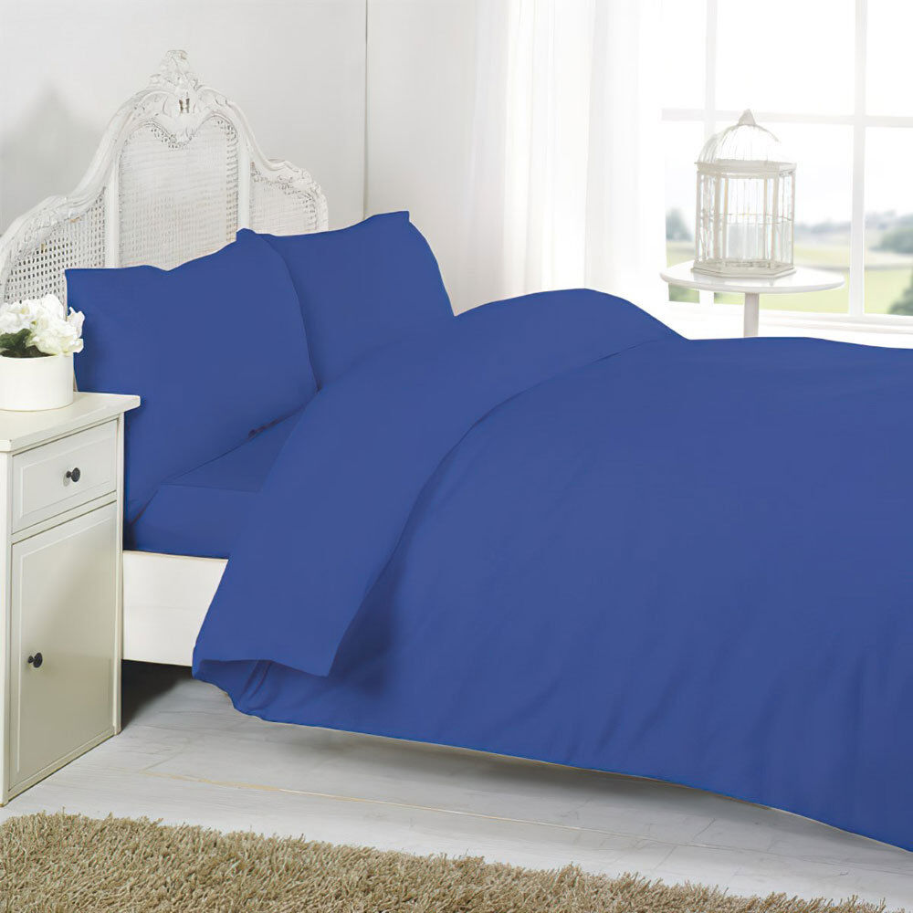 Ebern Designs Brittneyann Satin Solid Colour Duvet Cover Set with Pillowcases Included Blue Super King Duvet Cover + 2 Standard Pillowcases