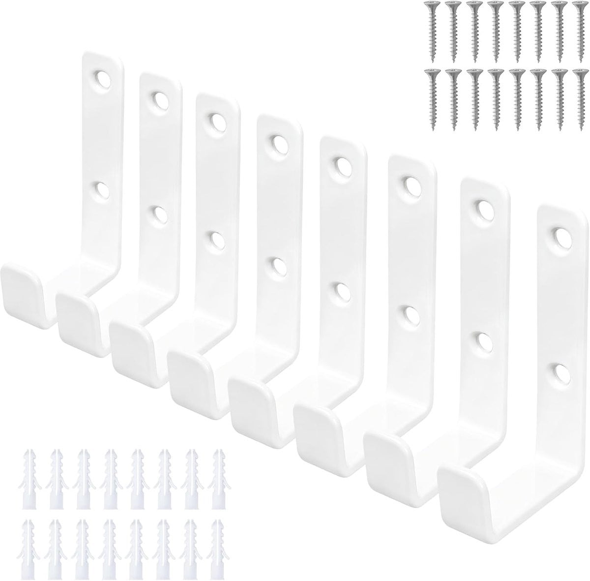 Heavy Duty J-vormige wandhaken voor kleding en accessoires, wit
