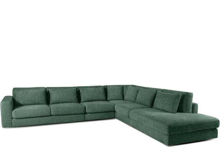 KONSIMO® Ecksofa VERUS edle Verarbeitung und Komfort, luxuriös, Premiumqualität aus EU, Maße: 377x84x116/328 cm, Traditionelles Design und Komfort, handgefertigt, Große Ecksofa in L-Form, Kissen regulieren die Tiefe
