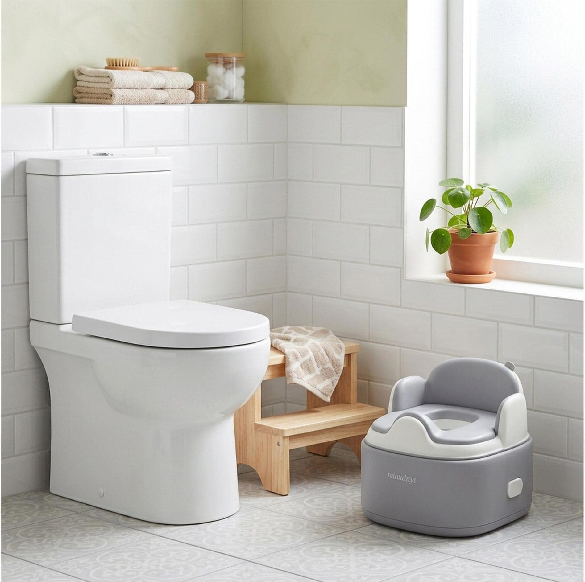 Kinder-WC RELAXDAYS "4-in-1", Baby, weiss (grau, weiß), WCs Kinder-WC grau, weiß Einheitsgröße