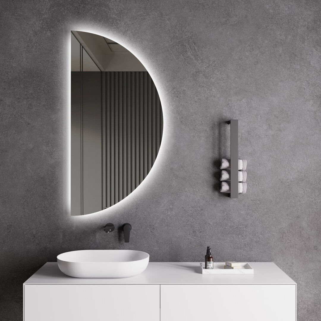 Ivy Bronx Half-Circle Wall Mirror 120 cm H x 60 cm W