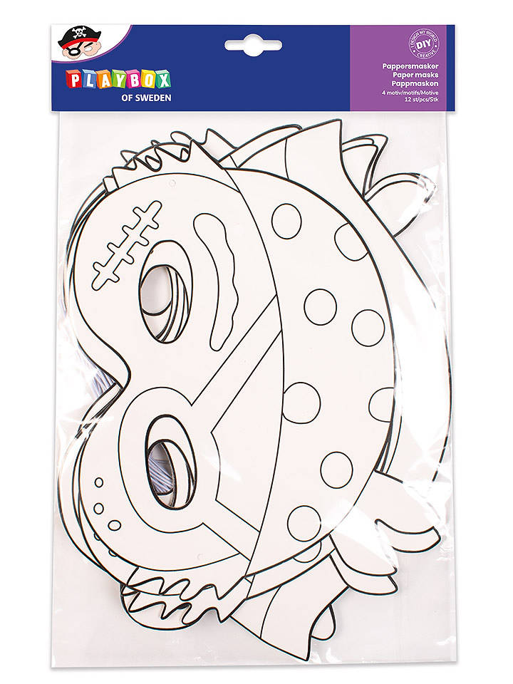 Playbox Pappmasken "Pirates" - 12 Stück - ab 3 Jahren - onesize