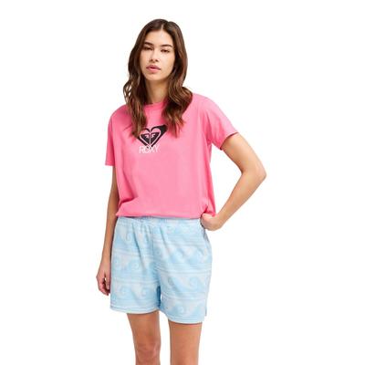 Sweatshorts ROXY "Make It Sunny", Damen, Gr. S, Normalgrößen, airy blau make a splash big, Obermaterial: 78% Baumwolle, 22% Polyester., Hosen Sweatshorts