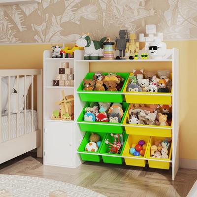 Garvee Kids Toy Storage Organizer with 8 Removable Bins, Playroom Storage Solution Kid Bookshelf and Toy Box for Study Room