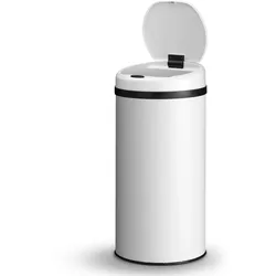 Juskys Automatik Mülleimer mit Sensor 40L - Abfalleimer mit elektrischem Deckel für Küche - Weiß