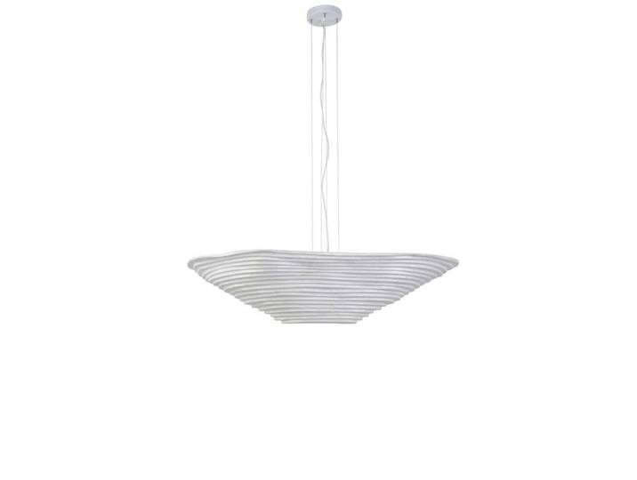Suspension Nebulis L, à 2 lampes, longueur 100 cm, blanche - Forestier - Salon / séjour - Design - Tissu / textile - Avec abat-jour