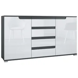 SIDEBOARD Sylt Weiß Hochglanz / Anthrazit matt