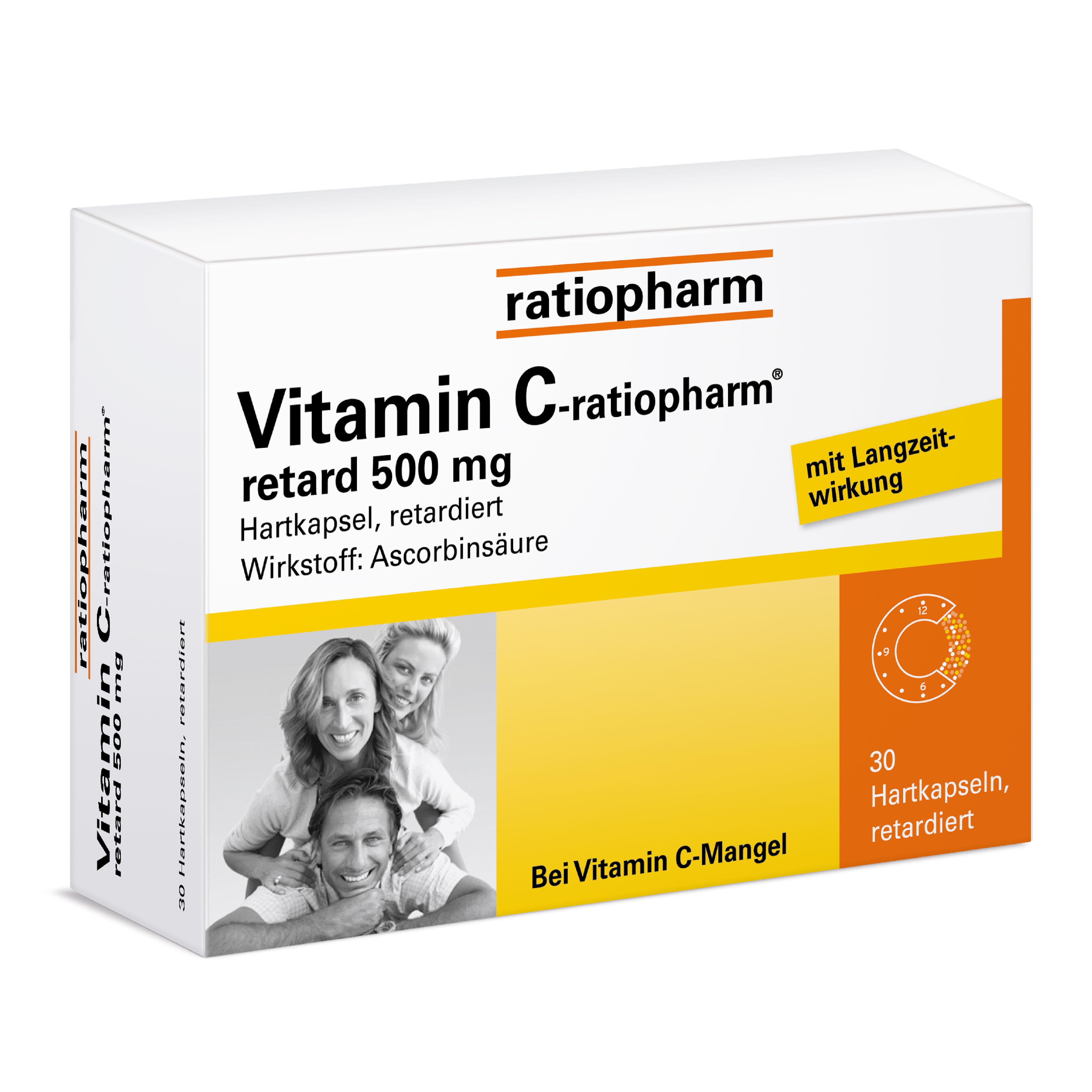 Vitamin C-Ratiopharm retard 500 mg Kapseln 30 St Retard-Kapseln